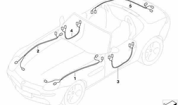Cableado de reparación para puerta delantera izquierda OEM 61126929499 para BMW Z8 E52. Original BMW.