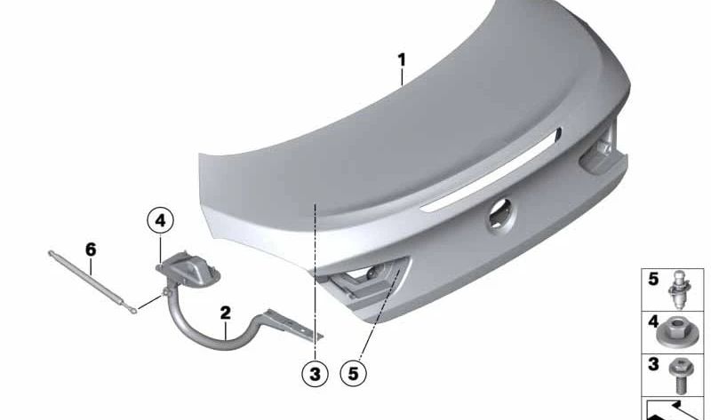 Heckklappenscharnier links für BMW F06, F06N (OEM 41627296003). Original BMW