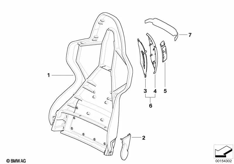 Respaldo derecho para BMW Z4 E85, E86 (OEM 52107918098). Original BMW