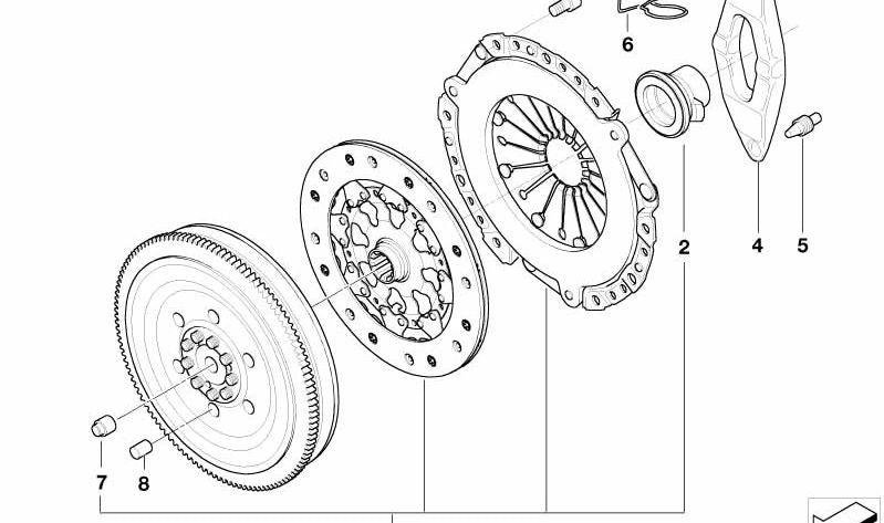 Rodamiento de Desembrague para BMW Serie 3 E46, Serie 5 E60 E61, Serie 6 E63 E64, X3 E83, X5 E53 (OEM 21517526105). Original BMW