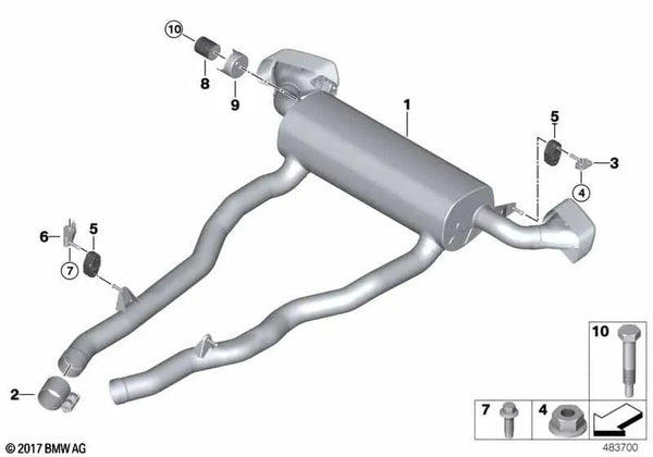 Silenciador posterior para BMW G01 (OEM 18308595365). Original BMW