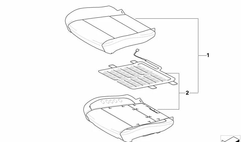 Base de asiento en cuero original OEM 52107250733 para BMW E71 (X6). Compatible con todos los modelos E71. Original BMW.