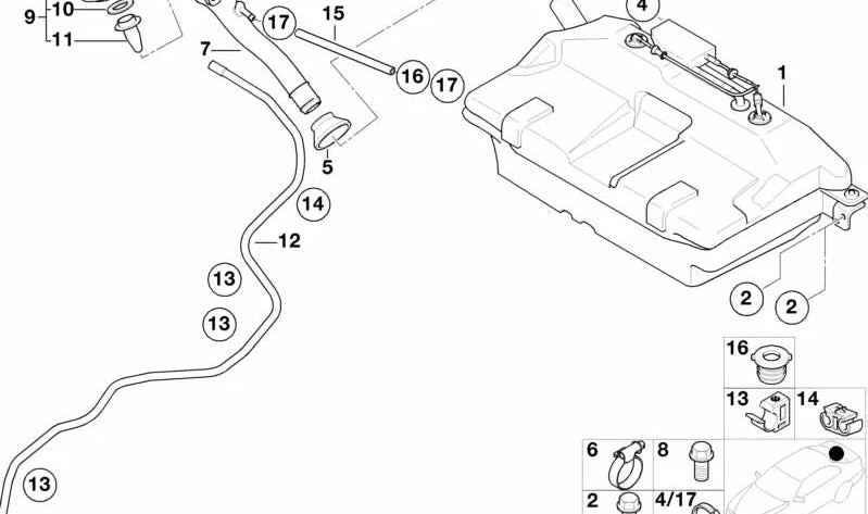 Manguito de sellado para BMW Z8 E52 (OEM 16111184840). Original BMW