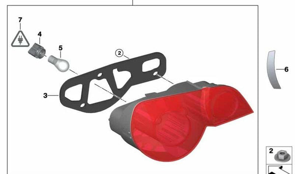 Luz trasera derecha para BMW Z4 E85 (OEM 63217165728). Original BMW.