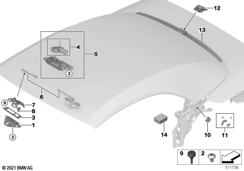 Außendichtungs-Reparatursatz für BMW G23, G83 (OEM 54345A05E09). Original BMW