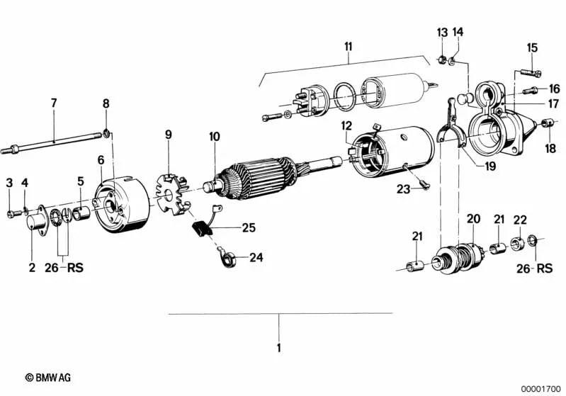 Kit de reparación del arranque para BMW R248 (OEM 12411352541). Original BMW