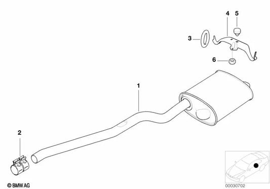 Muffler for BMW Series 5 E39 (OEM 18312248263). Genuine BMW