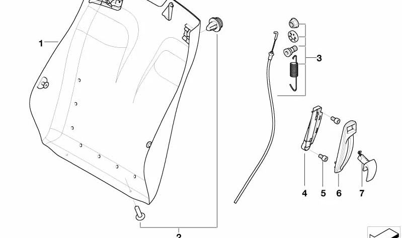 Tabique trasero izquierdo para BMW E64 (OEM 52107173541). Original BMW