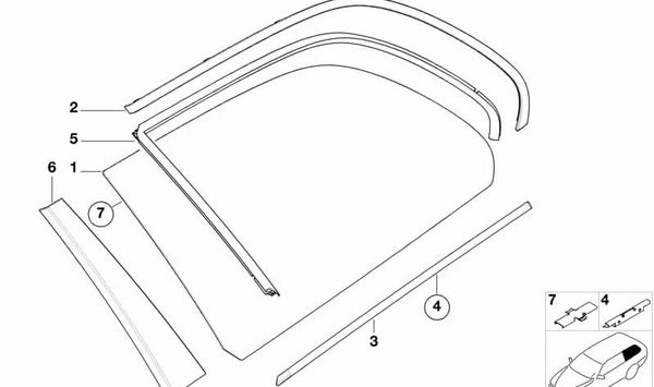 Embellecedor superior derecho para BMW Serie 5 E39 (OEM 51368193132). Original BMW