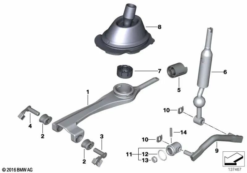 Varilla de cambio para BMW E81, E87, E87N, E90, E91, E92, E93, E84 (OEM 25117524519). Original BMW