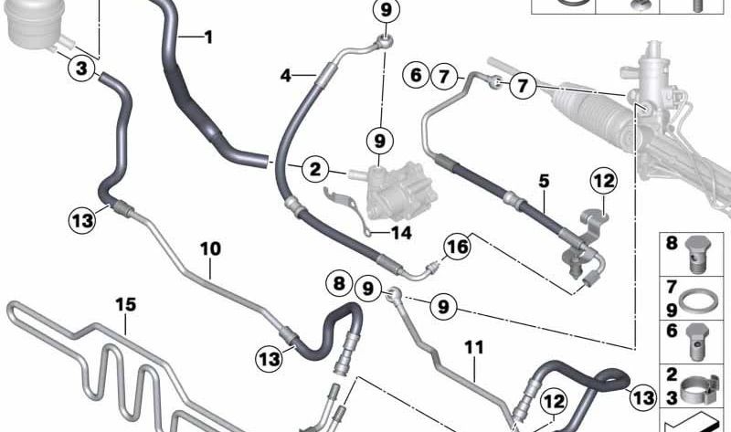 OEM 32416794672 Pipe di ritorno del refrigerante per BMW E84. BMW originale.