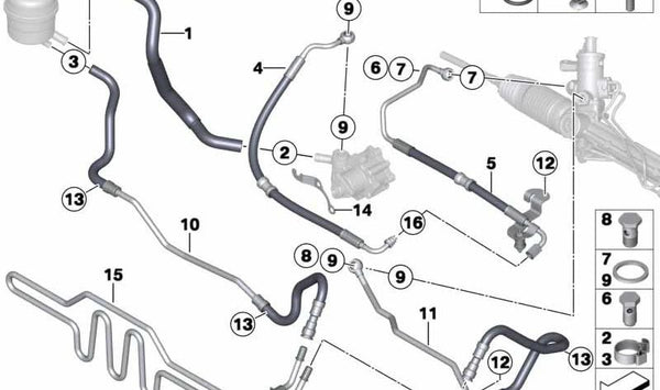 Manguera de expansión Parte 1 para BMW E84 (OEM 32416850958). Original BMW.