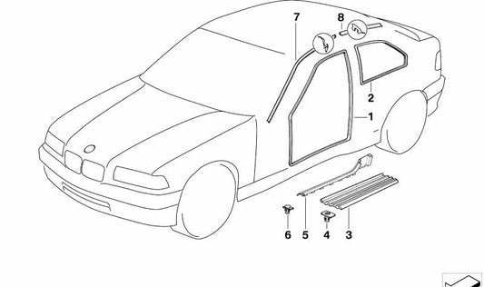 Embellecedor de entrada delantero para BMW Serie 3 E36 (OEM 51477892207). Original BMW.