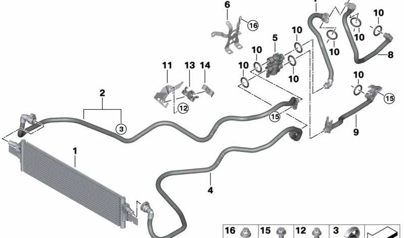 Tubo di olio di trasmissione OEM 1722849128 per BMW G20, G21. BMW originale.