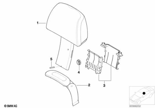 Rechter Kopfstützenbezug für BMW E52 (OEM 52107000136). Original BMW