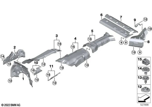 Rear left silencer bracket for BMW G09 (OEM 51485A04C01). Original BMW