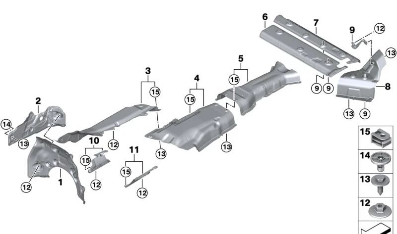 Aislamiento Térmico Silenciador Trasero Derecho para BMW G09 (OEM 51489451762). Original BMW.