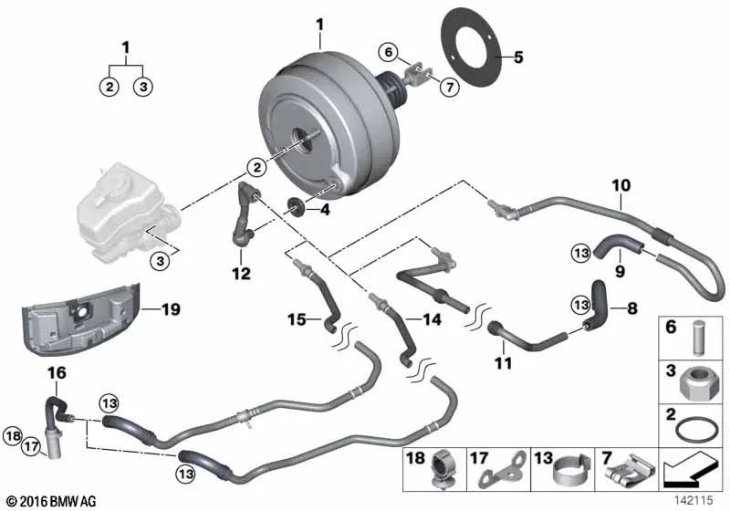 Vacuum Line for BMW 1 Series E87, 3 Series E90, E91 (OEM 34336769621). Original BMW