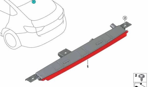 Tercera luz de freno OEM 63257487689 para BMW F39 (X2). Original BMW.