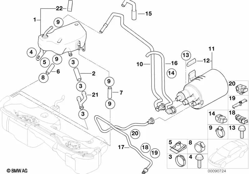 Tubo de ventilación para BMW Serie 3 E46 (OEM 16116753209). Original BMW