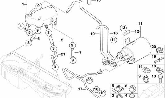 Pieza de amortiguación para BMW E46, E92, E93N, G30, G38, G11, G12 (OEM 16136755903). Original BMW