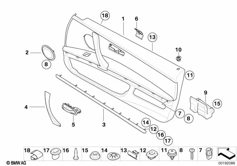 Tirador interior izquierdo para BMW E90, E91, E92, E93 (OEM 51419150337). Original BMW