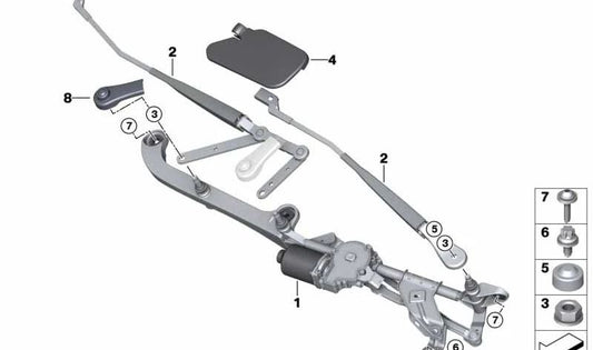 Brazo Limpiaparabrisas Lado Pasajero para BMW F45, F46 (OEM 61619464504). Original BMW