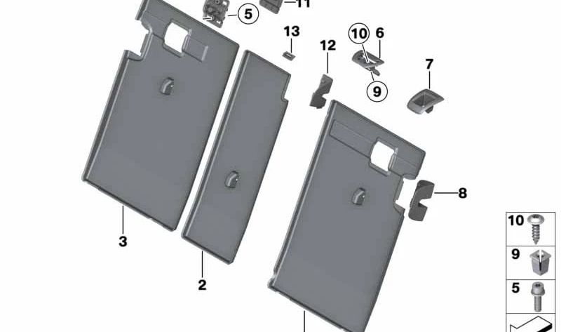 Backrest blind support for BMW 3 Series E46, 5 Series E61, E61, X3 E83, F25, X4 F26 (OEM 51479149454). Genuine BMW