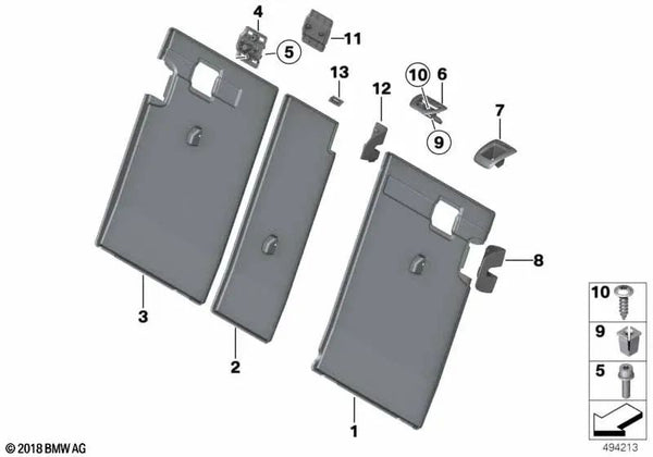 Cubierta del respaldo izquierda para BMW F25, F26 (OEM 52207272572). Original BMW.