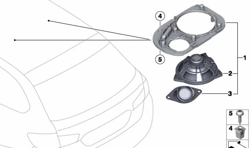 Altavoz de Medios para BMW F10, F11, F18, F06, F12, F13, F01N, F02N (OEM 65139169689). Original BMW