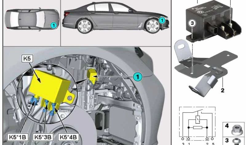 Soporte de Relés para BMW F90, G30, G31, G38, G32, G11, G12 (OEM 61139331177). Original BMW