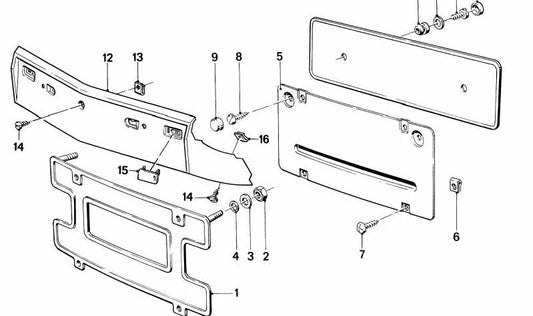 License Plate Holder for BMW 6 Series E24 (OEM 51111885070). Original BMW