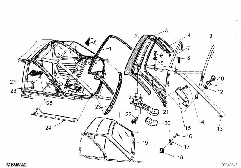 Cierre derecho para BMW E30 (OEM 54310006349). Original BMW.