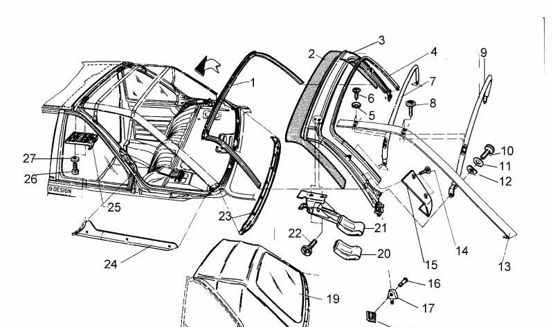 Refuerzo trasero del techo OEM 54310006417 para BMW E30. Original BMW.