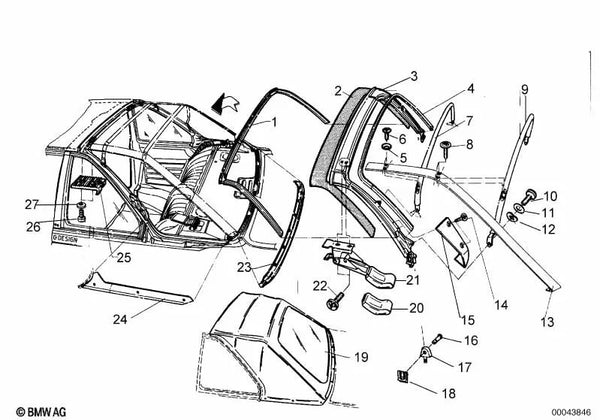 Cubierta de capota para BMW Serie 3 E30 (OEM 54310006433). Original BMW.