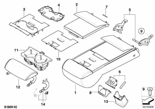 Desbloqueo del Reposabrazos para BMW Serie 5 E60, E60N (OEM 52207135822). Original BMW