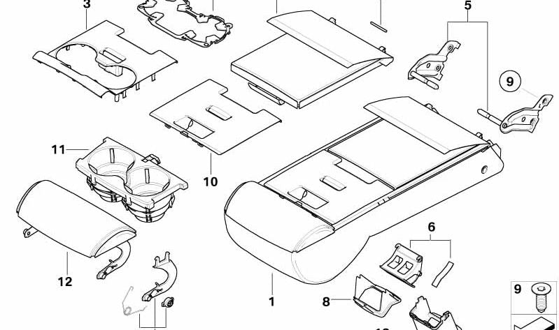 Soporte para portavasos para BMW Serie 5 E60, E61 (OEM 52207135887). Original BMW