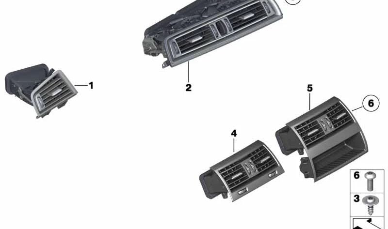 Rejilla de ventilación derecha para BMW Serie 5 F10, F11, F18 (OEM 64229166890). Original BMW