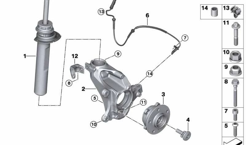 Amortiguador delantero izquierdo OEM 31316874795 para BMW Serie 2 Active Tourer (F45). Original BMW.