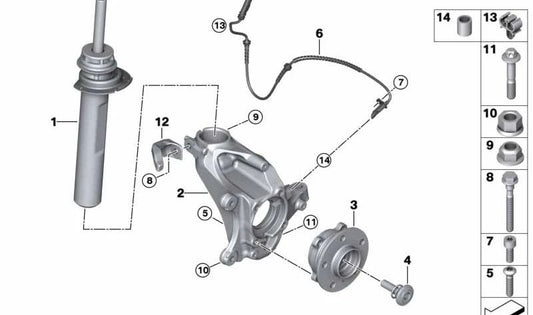 Amortiguador delantero derecho OEM 31306888466 para BMW F39 (X2). Original BMW.