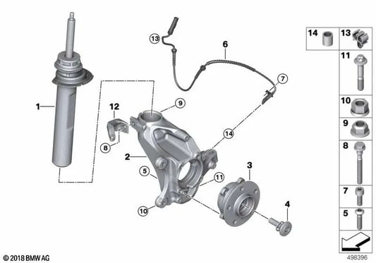 Amortiguador delantero derecho para BMW Serie 1 F52 (OEM 31316866030). Original BMW