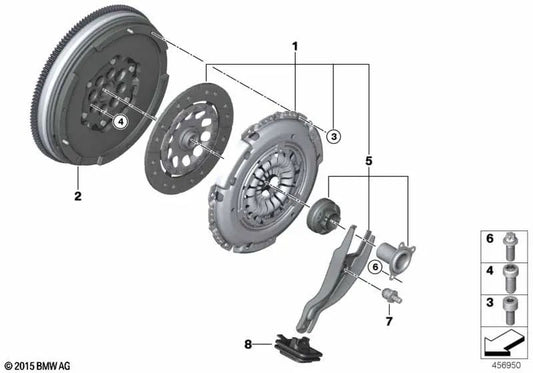 Volante bimasa para BMW Serie 2 F45, F45N, F46, F46N, X1 F48, F48N, Mini F54, F54N, F55, F56, F60, F60N (OEM 21208600217). Original BMW.