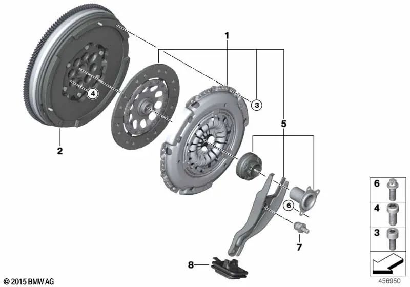 Juego de piezas de embrague para BMW F45, F46, X1 F48, X2 F39, MINI F54, F60 (OEM 21208631871). Original BMW.