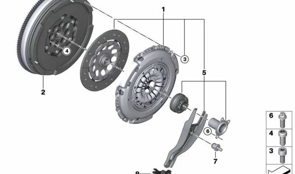 Volante bimasa OEM 21208600209 para BMW F52, F45, F46, F48, F49, F55, F56, F57, F54, F60. Original BMW.