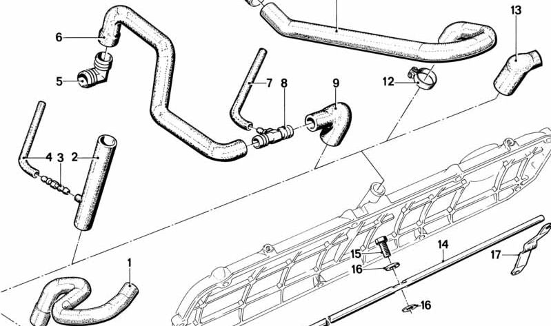 Tubo de Ventilación para BMW Serie 7 E23 (OEM 11151276345). Original BMW.