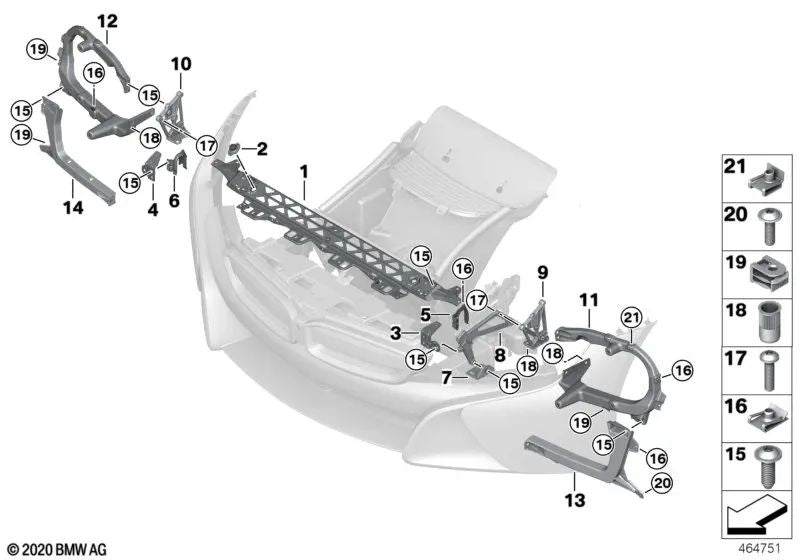 Front Wall Support for BMW I12, I12N, I15 (OEM 51647336230). Genuine BMW