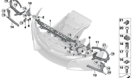 Suporte de reforço OEM 51647336233 para BMW i8 (i12, i15). BMW original.