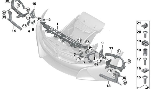 Strebe izquierda para BMW i I12, I12N, I15 (OEM 51647336235). Original BMW