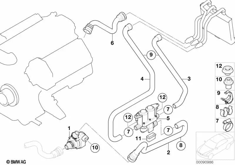 Zusätzliche Wasserpumpe für BMW E65, E66 (OEM 64116922699). Original BMW