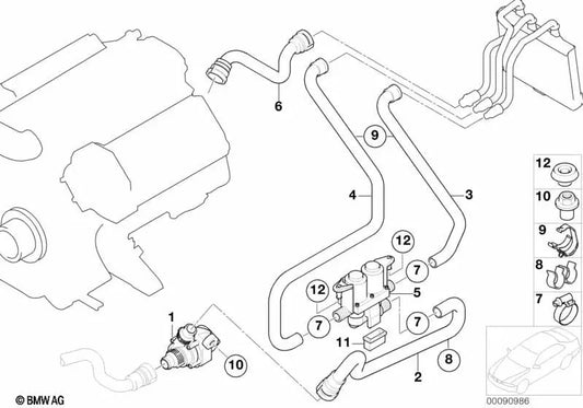 Kühler-Motorrücklaufschlauch für BMW E65, E66 (OEM 64218384901). Original BMW.